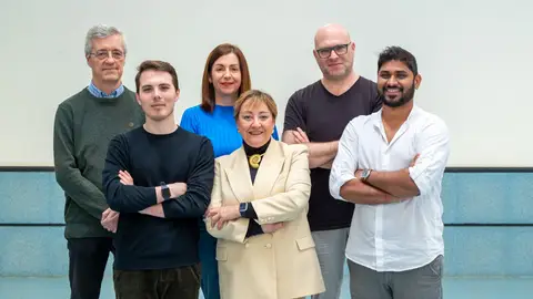 De izquierda a derecha y de arriba hacia abajo: los investigadores Joan Galcerán, Berta L. Sánchez-Laorden, Khalil Kass Youssef, Raúl Jiménez Castaño, Ángela Nieto y Nitin Narwade. De izquierda a derecha y de arriba hacia abajo: los investigadores Joan Galcerán, Berta L. Sánchez-Laorden, Khalil Kass Youssef, Raúl Jiménez Castaño, Ángela Nieto y Nitin Narwade.