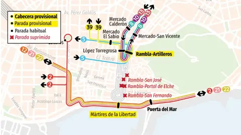 Desvíos de las líneas de los autobuses Desvíos de las líneas de los autobuses