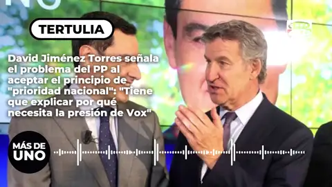 David Jiménez Torres señala el problema del PP al aceptar el principio de "prioridad nacional": "Tiene que explicar por qué necesita la presión de Vox" David Jiménez Torres señala el problema del PP al aceptar el principio de "prioridad nacional": "Tiene que explicar por qué necesita la presión de Vox"