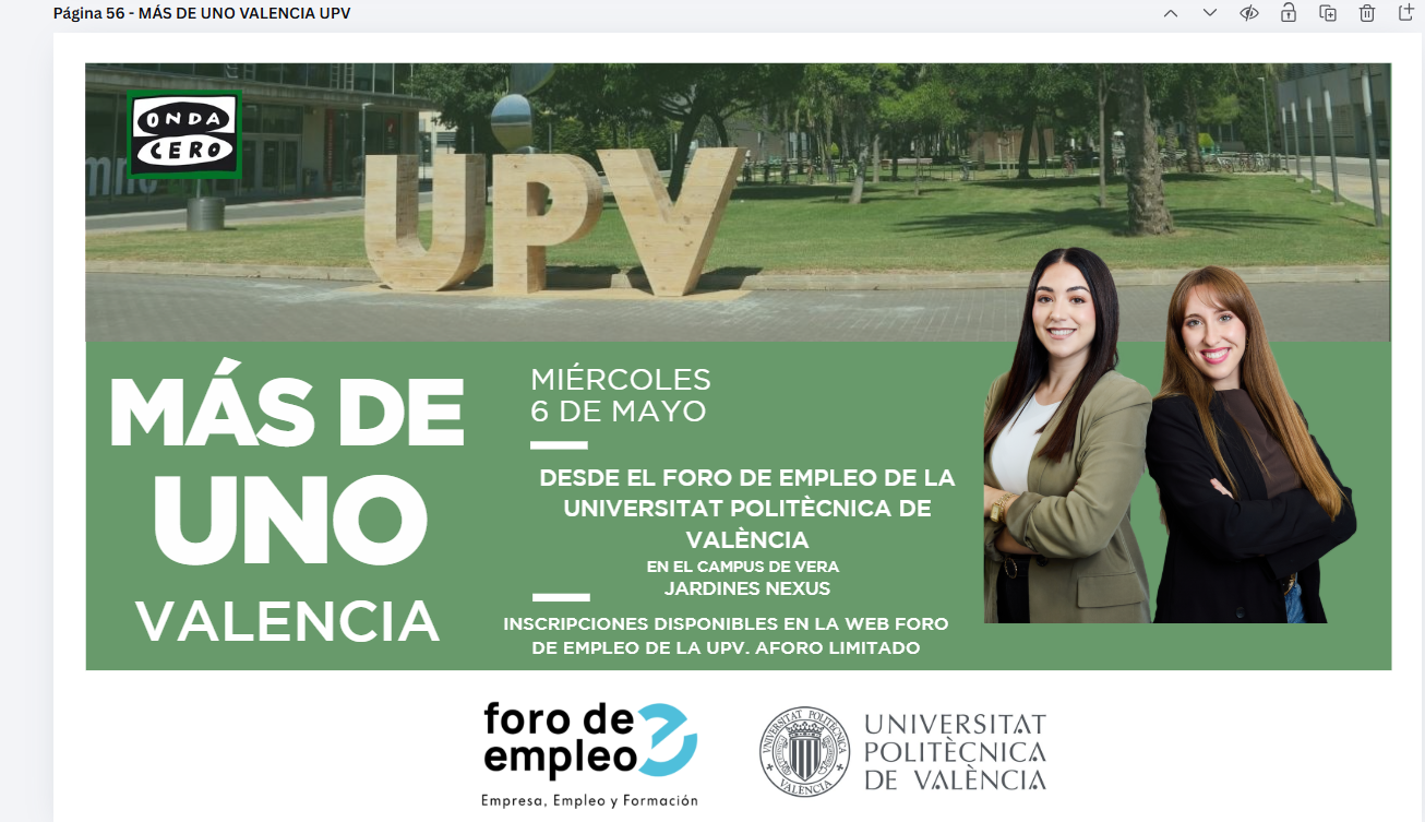 Más de uno Valencia desde el Foro de Empleo UPV 2026 Más de uno Valencia desde el Foro de Empleo UPV 2026