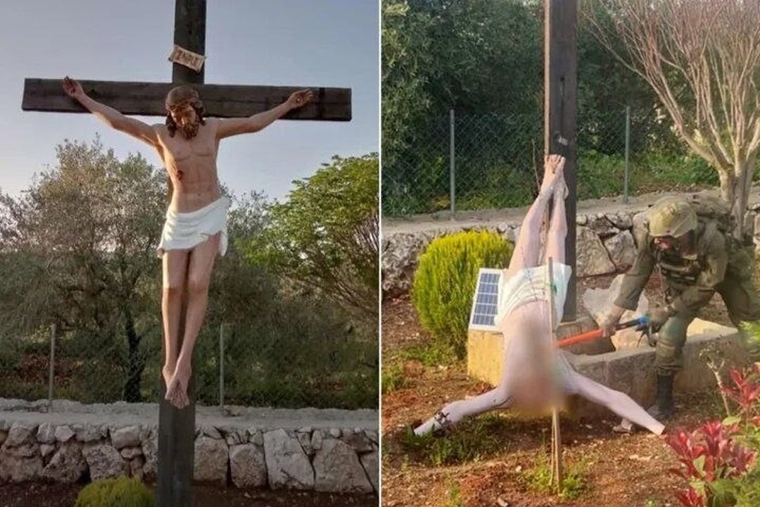 El Ejército israelí investiga si un soldado destruyó a martillazos un Cristo en el Líbano y Netanyahu lo condena El Ejército israelí investiga si un soldado destruyó a martillazos un Cristo en el Líbano y Netanyahu lo condena