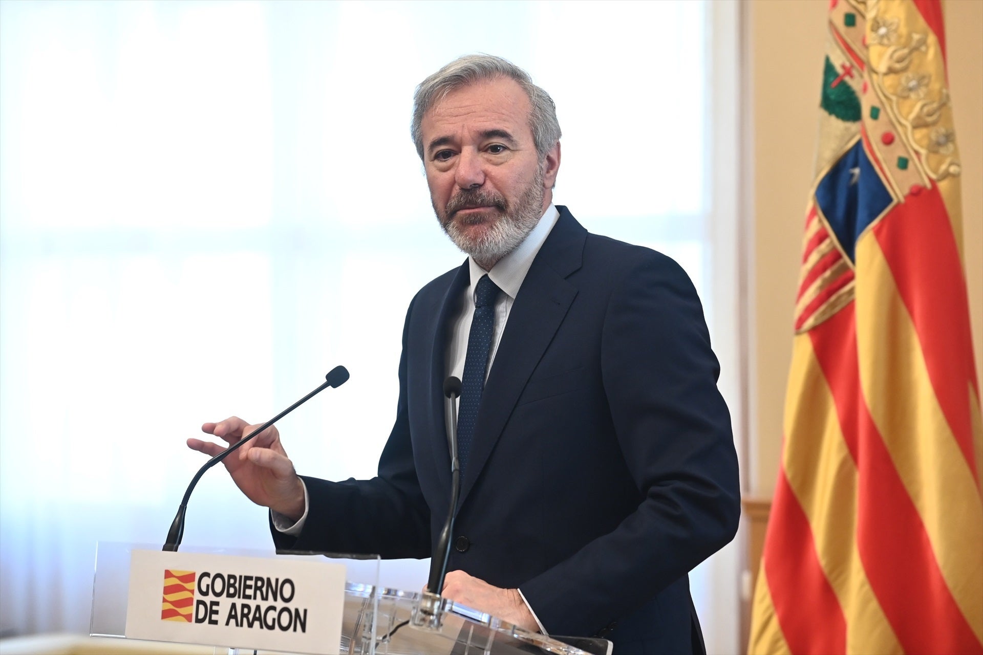 Jorge Azcón, durante una rueda de prensa Jorge Azcón, durante una rueda de prensa