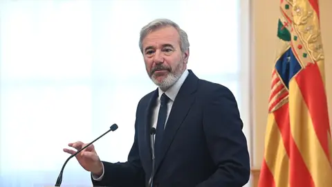 Jorge Azcón, durante una rueda de prensa Jorge Azcón, durante una rueda de prensa