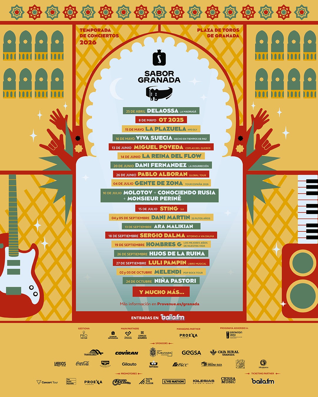 Pablo Alborán, Sting, Dani Martín y Hombres G lideran la temporada de conciertos 2026 Sabor Granada, en la Plaza de Toros Pablo Alborán, Sting, Dani Martín y Hombres G lideran la temporada de conciertos 2026 Sabor Granada, en la Plaza de Toros