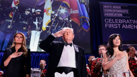 El presidente de EEUU, Donald Trump, durante la cena de corresponsales de la Casa Blanca momentos antes del ataque