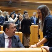 El portavoz del PNV en el Congreso, Aitor Esteban y la portavoz de Junts en el Congreso, Miriam Nogueras
