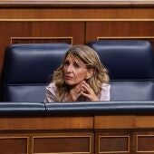 La ministra de Trabajo y Economía Social, Yolanda Díaz, durante la votación en el Congreso