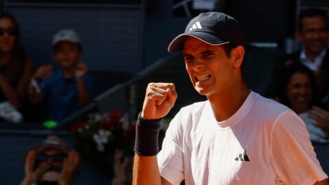 Rafa J&oacute;dar celebra un punto en el Madrid Open