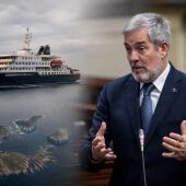 Collage de Fernando Clavijo y el crucero con hantavirus