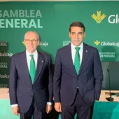 El presidente de Globalcaja, Mariano León, y el director general de la entidad, Pedro Palacios. El presidente de Globalcaja, Mariano León, y el director general de la entidad, Pedro Palacios.