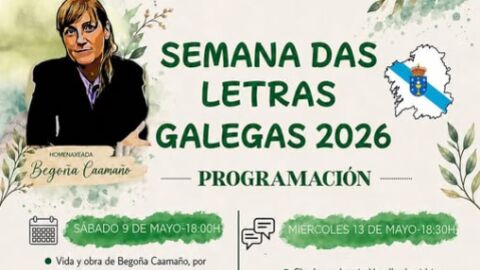 Cartel de la Semana de las Letras Gallegas 2026 organizada por la Asociaci&oacute;n Galega Corredor do Henares