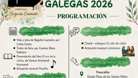 Este sábado arranca el programa de la Semana de las Letras Gallegas 2026 organizada por la Asociación Galega Corredor do Henares Cartel de la Semana de las Letras Gallegas 2026 organizada por la Asociación Galega Corredor do Henares