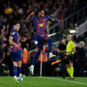  El delantero británico del FC Barcelona, Marcus Rashford, celebra el primer gol del equipo blaugrana