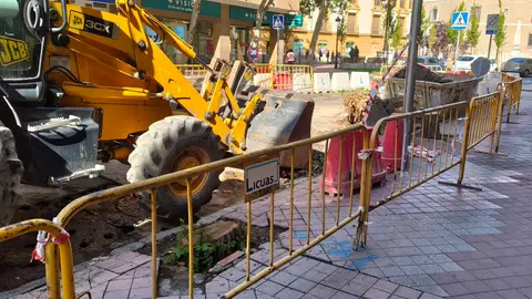 Las obras de renovación de la red de saneamiento en la calle Teniente Ruiz de Alcalá de Henares obliga al apeo de cuatro ejemplares de acacia Obras en la calle Teniente Ruiz de Alcalá de Henares