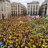 La manifestació ha culminat a la plaça Sant Jaume