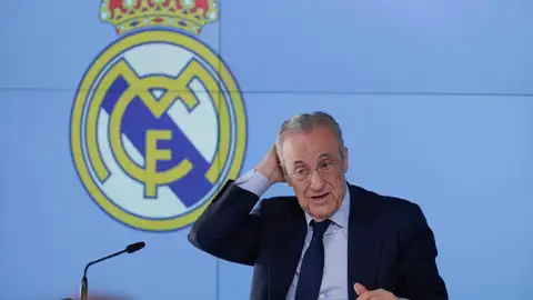 El presidente del Real Madrid, Florentino Pérez, durante la rueda de prensa El presidente del Real Madrid, Florentino Pérez, durante la rueda de prensa