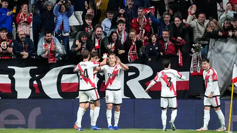Rayo Vallecano v Girona FC - LaLiga EA Sports Alemao of Rayo Vallecano celebrates a goal with teammates during the Spanish League, LaLiga EA Sports, football match played between Rayo Vallecano and Girona FC at Estadio de Vallecas on May 11, 2026, in Madrid, Spain. AFP7 11/05/2026 ONLY FOR USE IN SPAIN