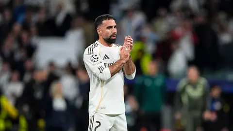 Daniel Carvajal, jugador del Real Madrid, tras la victoria del equipo en un partido de Champions. Daniel Carvajal, jugador del Real Madrid, tras la victoria del equipo en un partido de Champions.