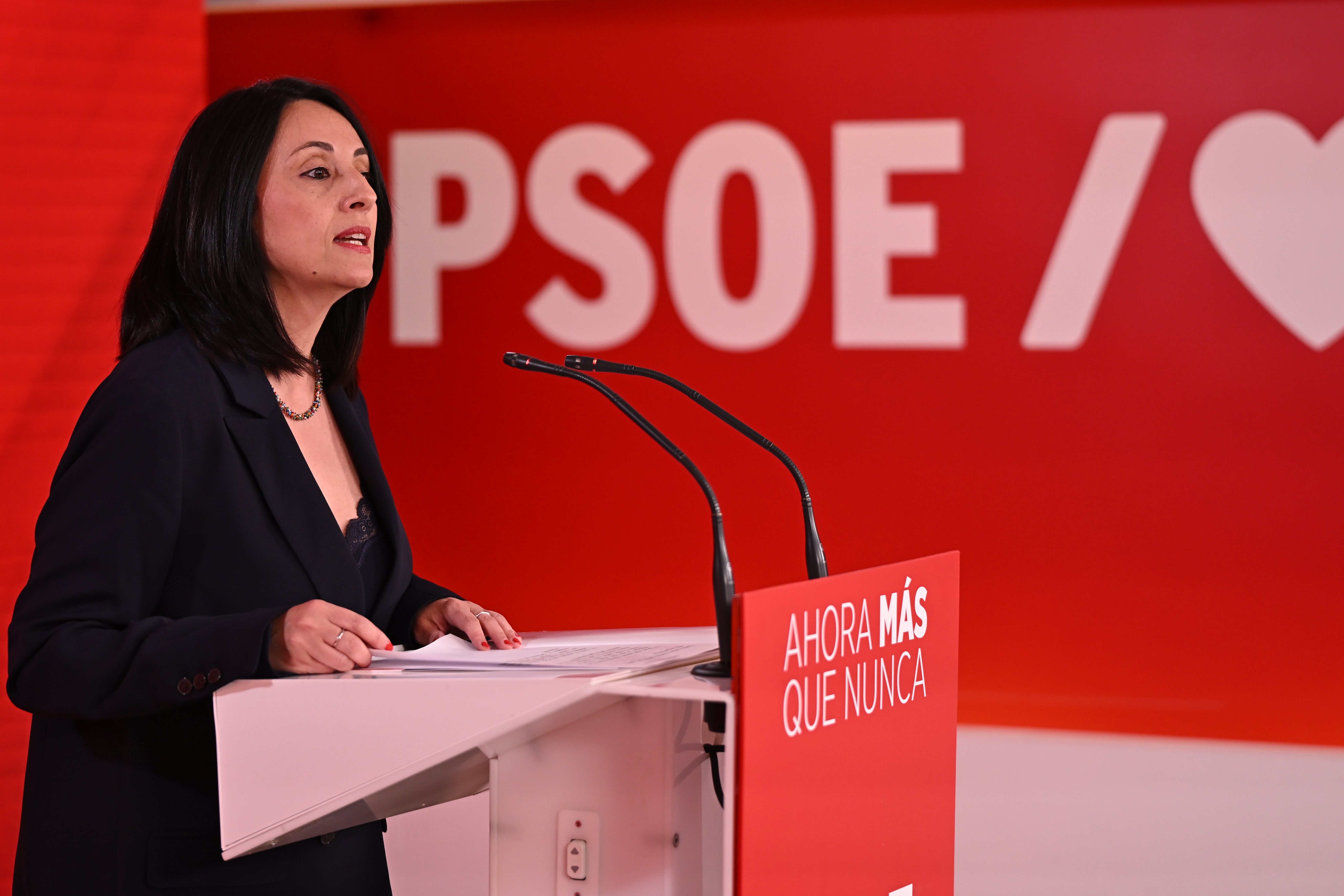 Rebeca Torró, el pasado domingo en rueda de prensa, tras conocerse los resultados electorales andaluces, este domingo en la sede del partido de la calle Ferraz. Rebeca Torró, el pasado domingo en rueda de prensa, tras conocerse los resultados electorales andaluces, este domingo en la sede del partido de la calle Ferraz.