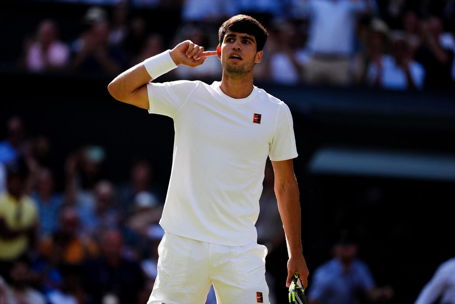 Carlos Alcaraz durante la final de Wimbledon 2025 Carlos Alcaraz durante la final de Wimbledon 2025