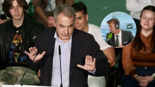Imagen de Zapatero y de Pablo Pombo en el estudio de Onda Cero