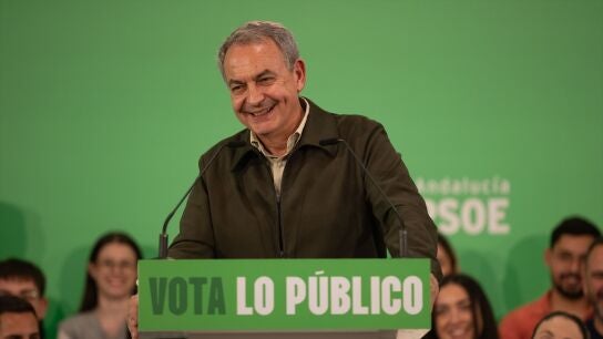 El expresidente Jos&eacute; Luis Rodr&iacute;guez Zapatero en un acto de campa&ntilde;a en Andaluc&iacute;a