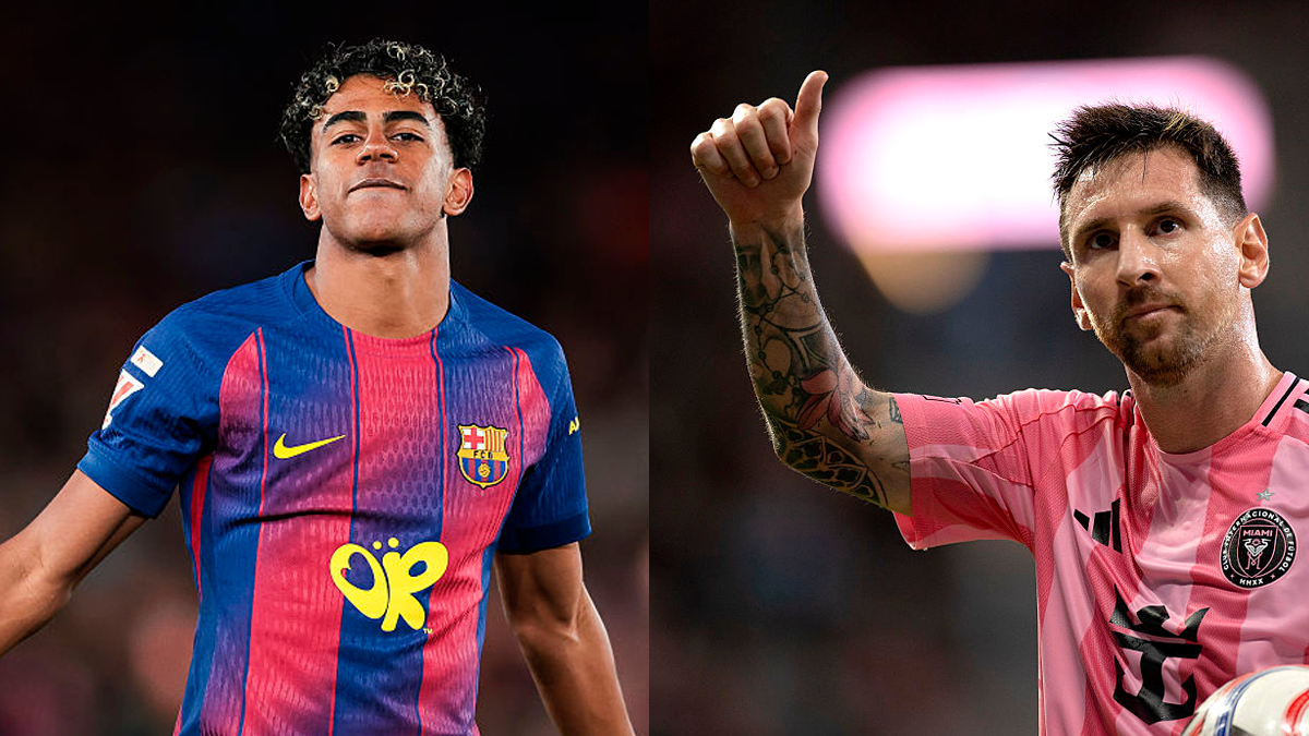 Lamine Yamal, del FC Barcelona, y Lionel Messi, del Inter Miami CF, estrellas de las selecciones de fútbol española y argentina. Lamine Yamal, del FC Barcelona, y Lionel Messi, del Inter Miami CF, estrellas de las selecciones de fútbol española y argentina.