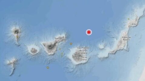 Imagen del terremoto sentido al norte de Gran canaria el 22/05/2026