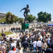Inauguración de la escultura “La Canarinha” en honor a la leyenda brasileña del fútbol Edson Arantes do Nascimento ('Pelé') frente al Estadio Jalisco en Guadalajara, una de las sedes de la Copa Mundial de la FIFA 2026.