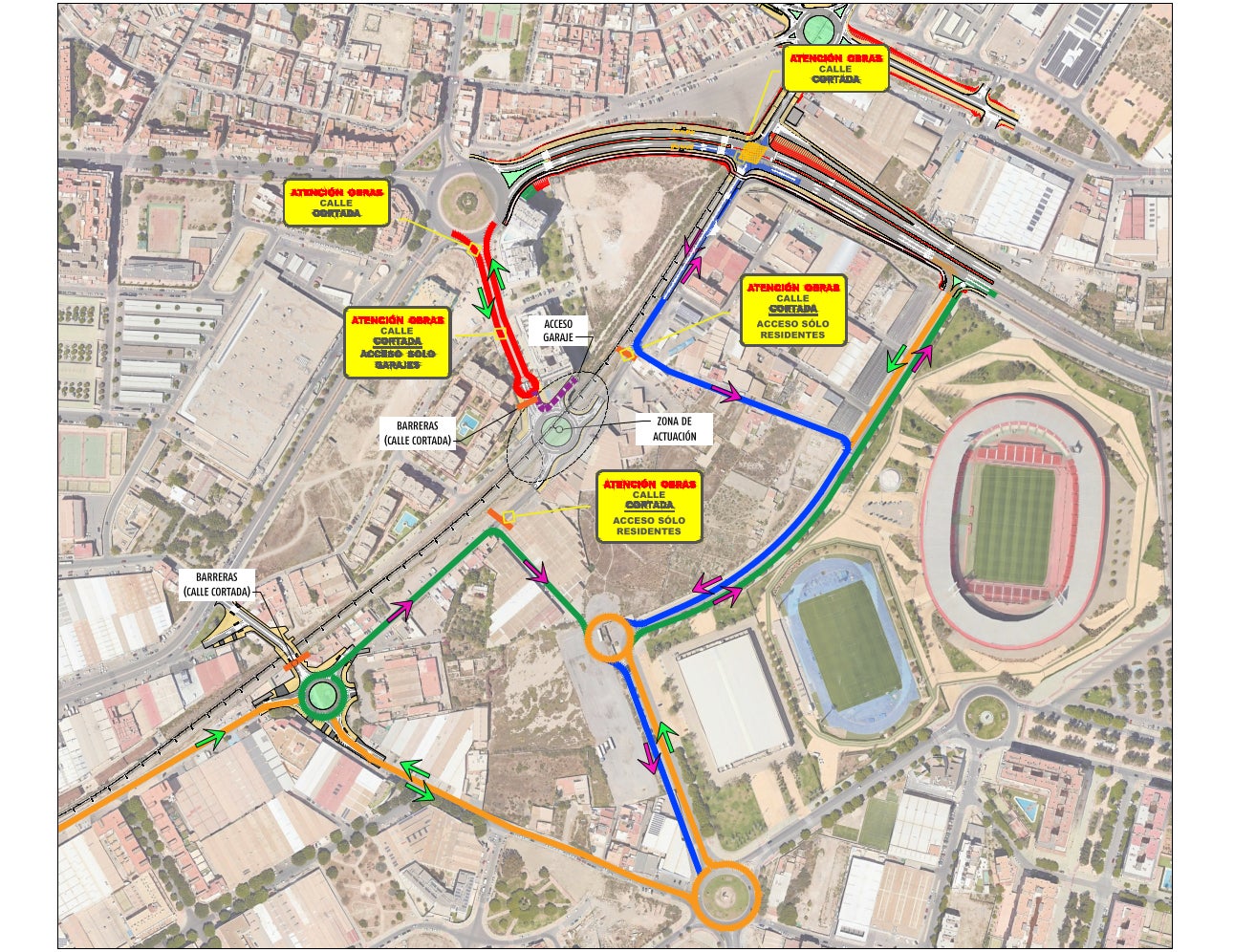 Cortan parte de la carretera Sierra Alhamilla por las obras del soterramiento y la construcción de una nueva rotonda Cortan parte de la carretera Sierra Alhamilla por las obras del soterramiento y la construcción de una nueva rotonda