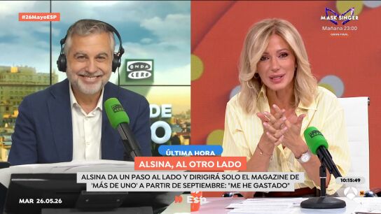 La emotiva despedida de Susanna Griso tras el adi&oacute;s informativo de Alsina: "A las siete de la ma&ntilde;ana eras sagrado, te echar&eacute; de menos"