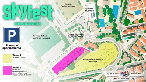 El Skyfest no afectará al parking de residentes de Mercasa ni al mercadillo de Foietes de Benidorm El Skyfest no afectará al parking de residentes de Mercasa ni al mercadillo de Foietes de Benidorm