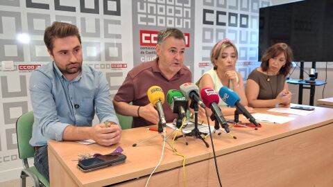 Arias, Nieto, Álvarez y Serrano durante la rueda de prensa en Ciudad Real Arias, Nieto, Álvarez y Serrano durante la rueda de prensa en Ciudad Real