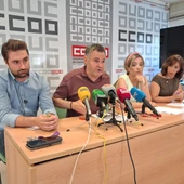 Arias, Nieto, Álvarez y Serrano durante la rueda de prensa en Ciudad Real Arias, Nieto, Álvarez y Serrano durante la rueda de prensa en Ciudad Real