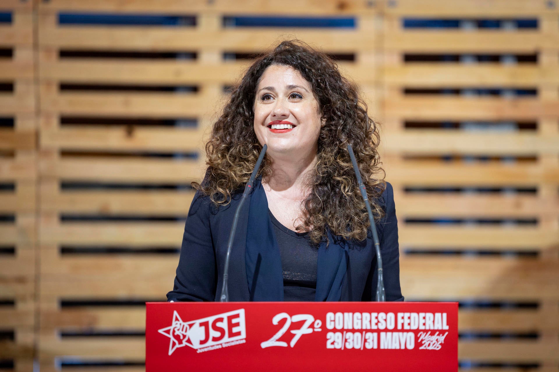 La portavoz socialista, Emma López, durante el 27º congreso federal socialista La portavoz socialista, Emma López, durante el 27º congreso federal socialista