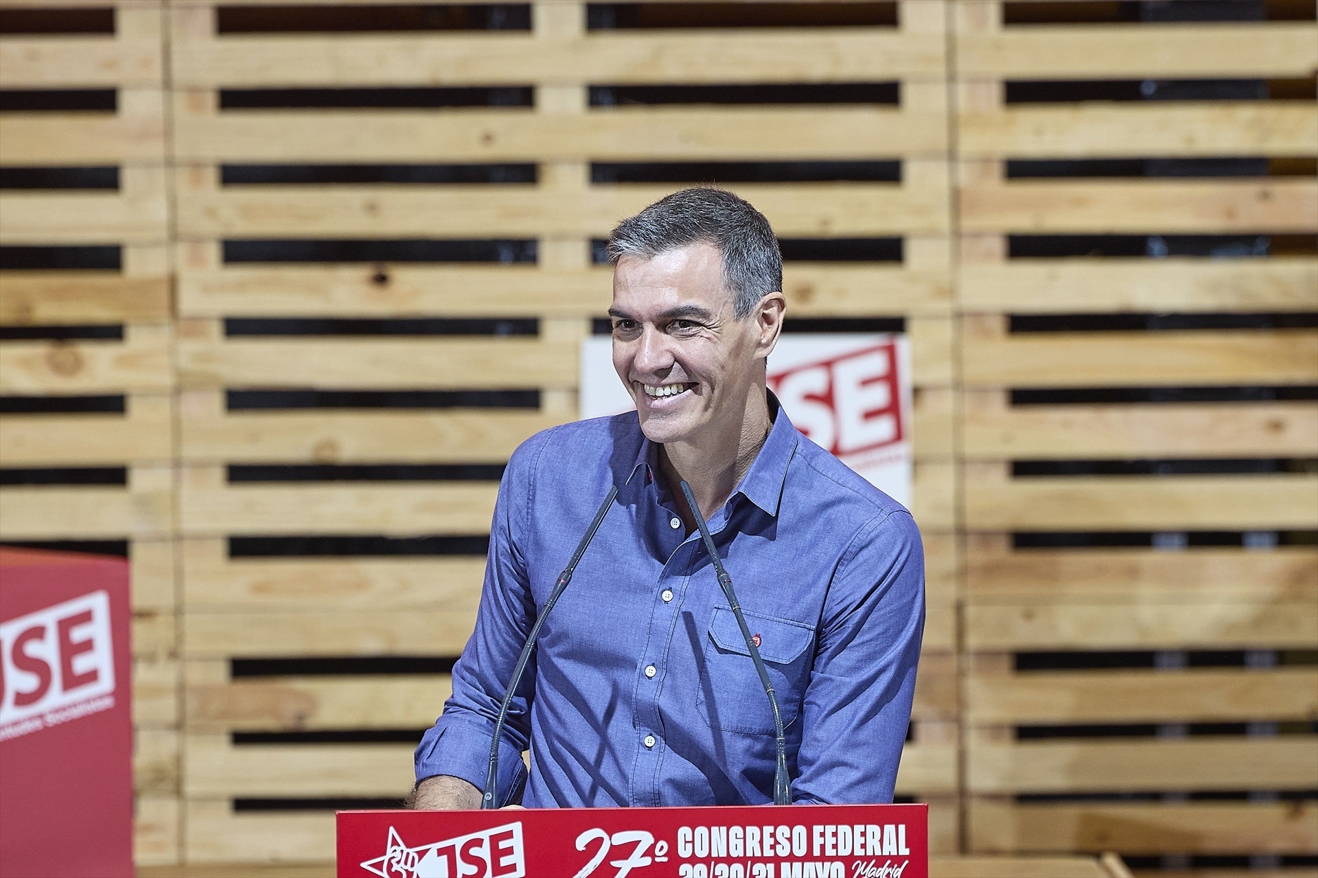 El presidente del Gobierno, Pedro Sánchez, durante el acto de las Juventudes Socialistas El presidente del Gobierno, Pedro Sánchez, durante el acto de las Juventudes Socialistas