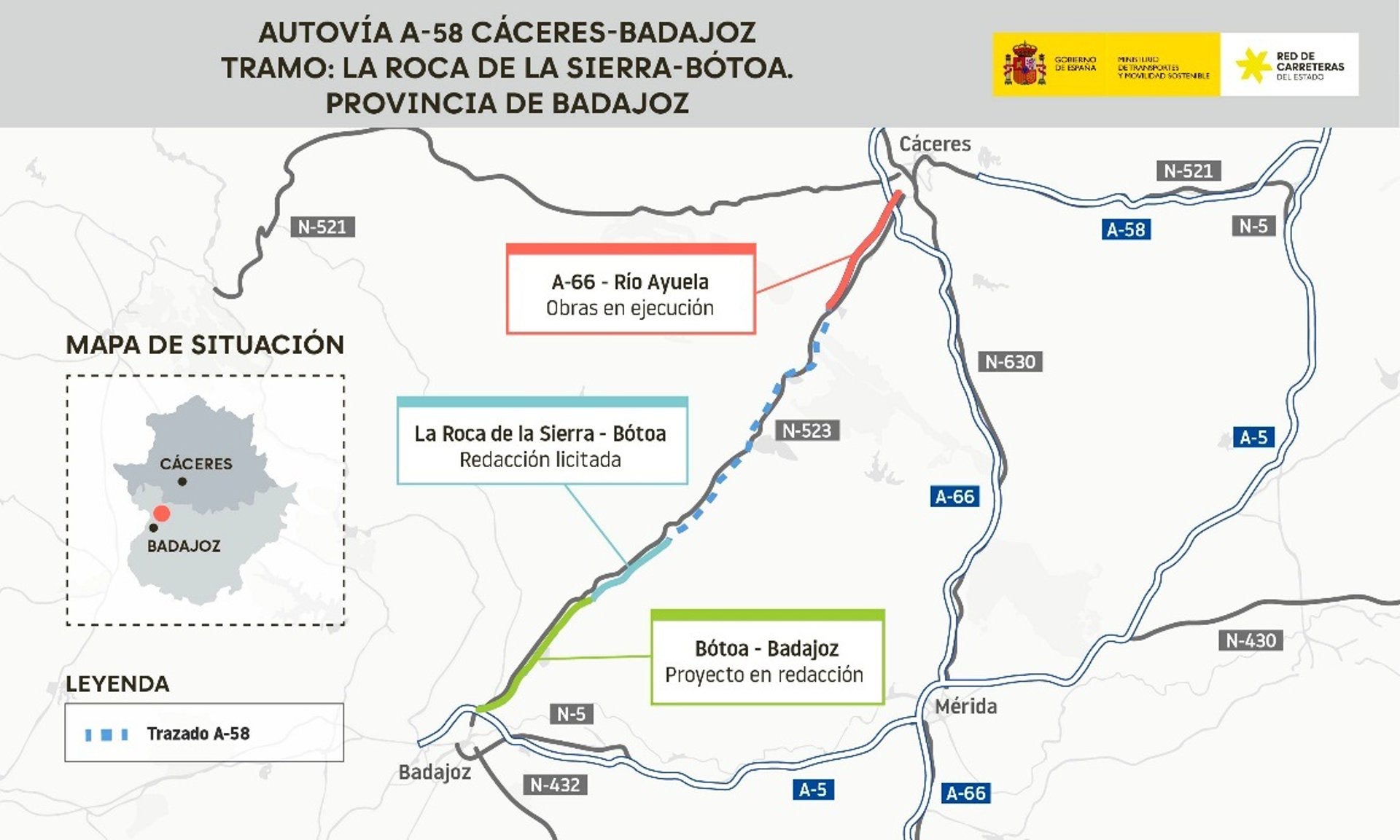 La redacción del proyecto del nuevo tramo de la A-58 entre La Roca de la Sierra y Bótoa se licita por 3,2 millones La redacción del proyecto del nuevo tramo de la A-58 entre La Roca de la Sierra y Bótoa se licita por 3,2 millones