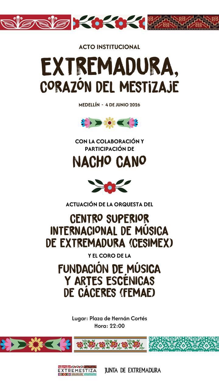 La Junta reivindica el legado universal de Extremadura y el valor del mestizaje con un acto institucional en Medellín este jueves La Junta reivindica el legado universal de Extremadura y el valor del mestizaje con un acto institucional en Medellín este jueves