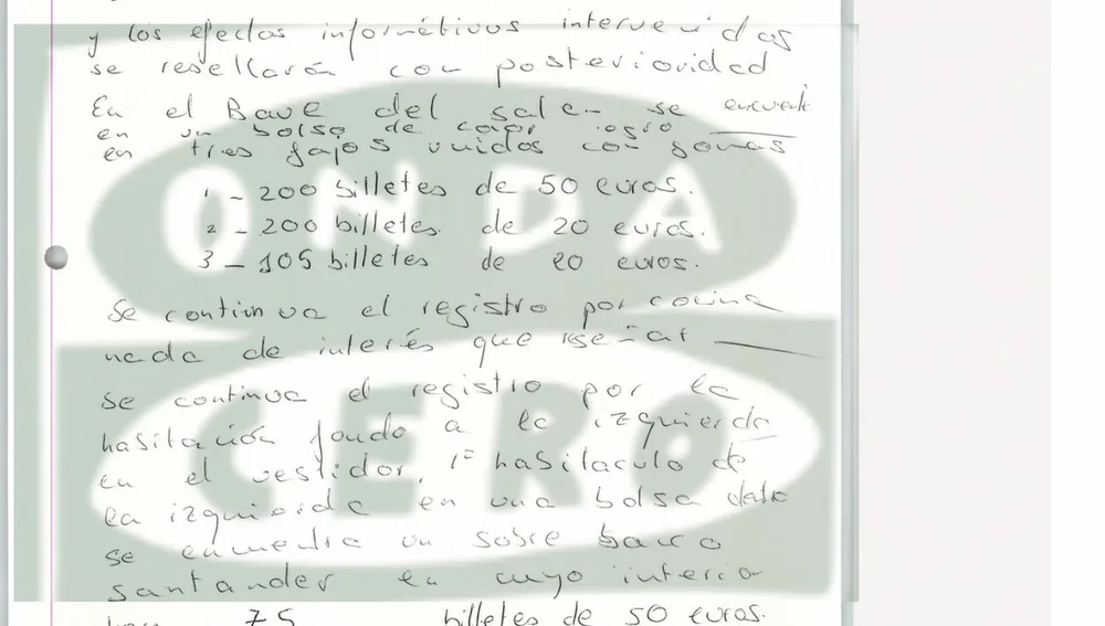 Extracto del atestado de la Guardia Civil sobre el registro en casa de Zarrías/ ondacero.es Extracto del atestado de la Guardia Civil sobre el registro en casa de Zarrías/ ondacero.es