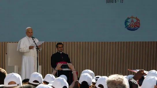 El Papa durante su discurso en CEDIA El Papa durante su discurso en CEDIA