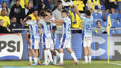 Celebraci&oacute;n del gol del M&aacute;laga en el playoff contra Las Palmas