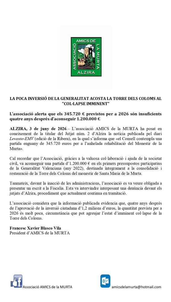 Nota de Amics de la Murta