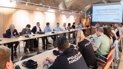 Representantes del ejecutivo, fuerzas y cuerpos de seguridad o de la comunidad educativa, durante la reunión del observatorio Representantes del ejecutivo, fuerzas y cuerpos de seguridad o de la comunidad educativa, durante la reunión del observatorio