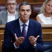  El presidente del Gobierno, Pedro Sánchez, interviene durante la sesión de control al Gobierno, este miércoles en el Congreso. 