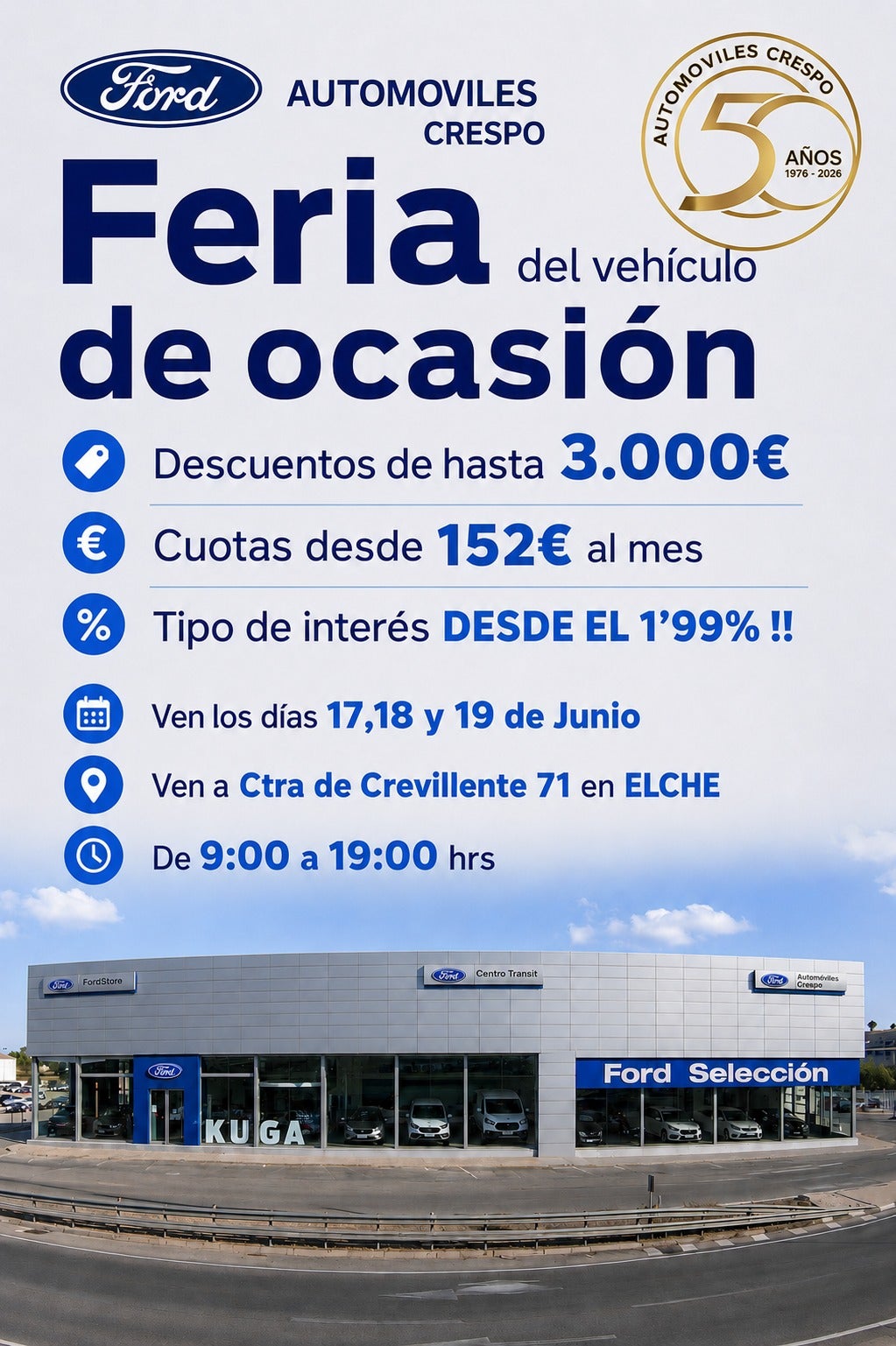 Llega a Elche la Feria de Ocasión de Ford Automóviles Crespo Llega a Elche la Feria de Ocasión de Ford Automóviles Crespo