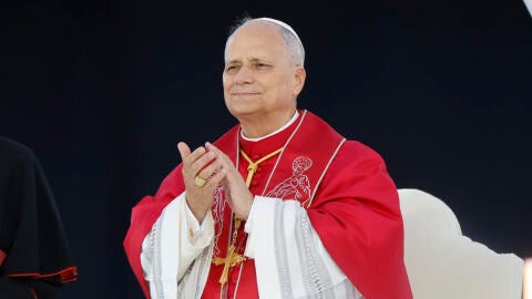 El papa Le&oacute;n XIV, durante la vigilia en el Estadio Ol&iacute;mpico de Barcelona.