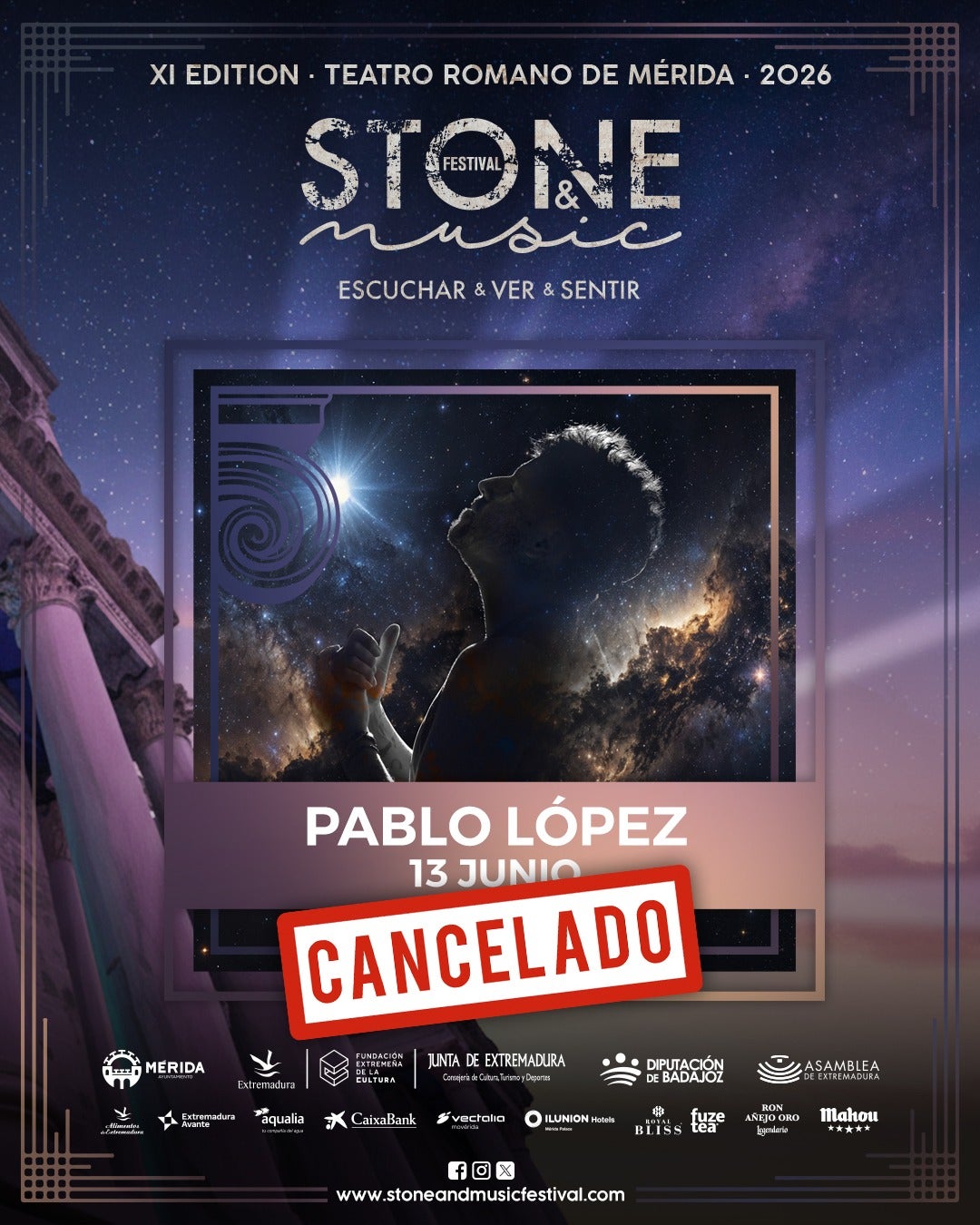 Cancelado el concierto de Pablo López en el STONE & MUSIC Festival Cancelado el concierto de Pablo López en el STONE & MUSIC Festival