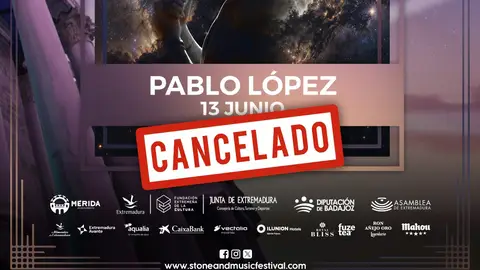 Cancelado el concierto de Pablo López en el STONE & MUSIC Festival Cancelado el concierto de Pablo López en el STONE & MUSIC Festival