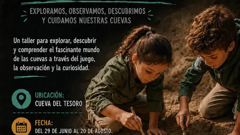 Rincón de la Victoria convierte este verano a los más pequeños en arqueólogos y espeleólogos en la Cueva del Tesoro Espeologia