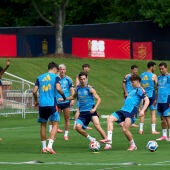 Jugadores de la selección española, durante el entrenamiento en Chattanooga.